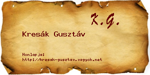 Kresák Gusztáv névjegykártya